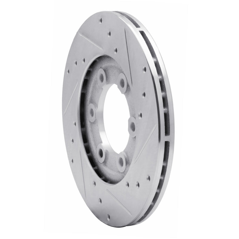 R1 86-93 Mazda B2200 Front Left Drilled & Slotted Silver Brake Rotor