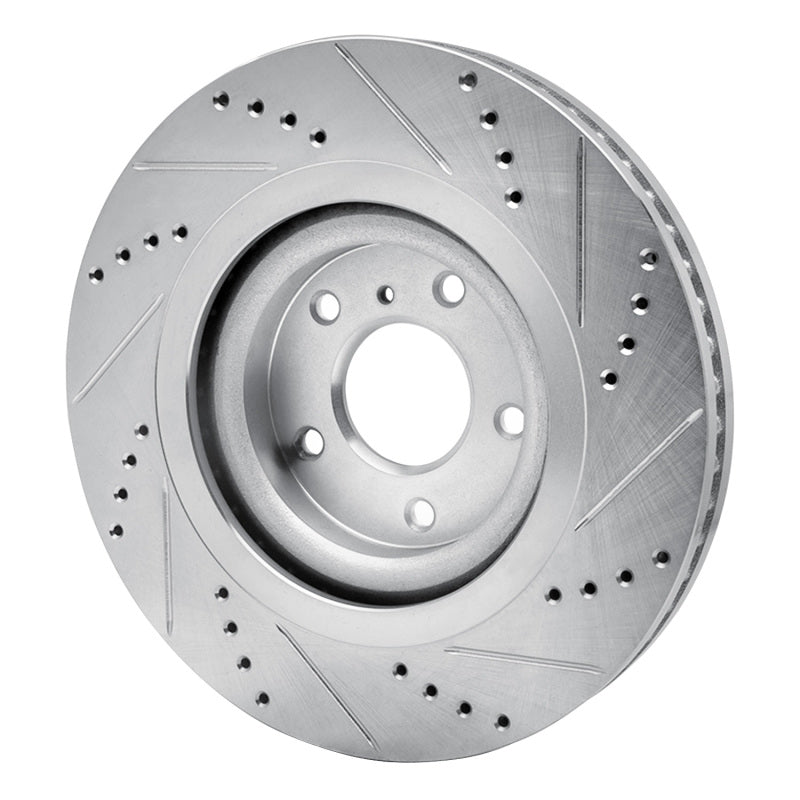 R1 19-24 Infiniti QX55 Front Left Drilled & Slotted Silver Brake Rotor