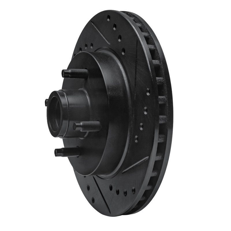 R1 87-93 Ford Mustang Front Right Drilled & Slotted Black Brake Rotor