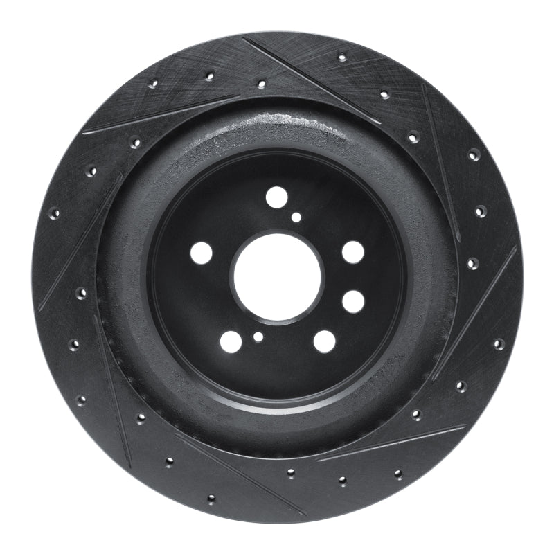 R1 2020-2025 Lexus RX350 Rear Left Drilled & Slotted Black Brake Rotor