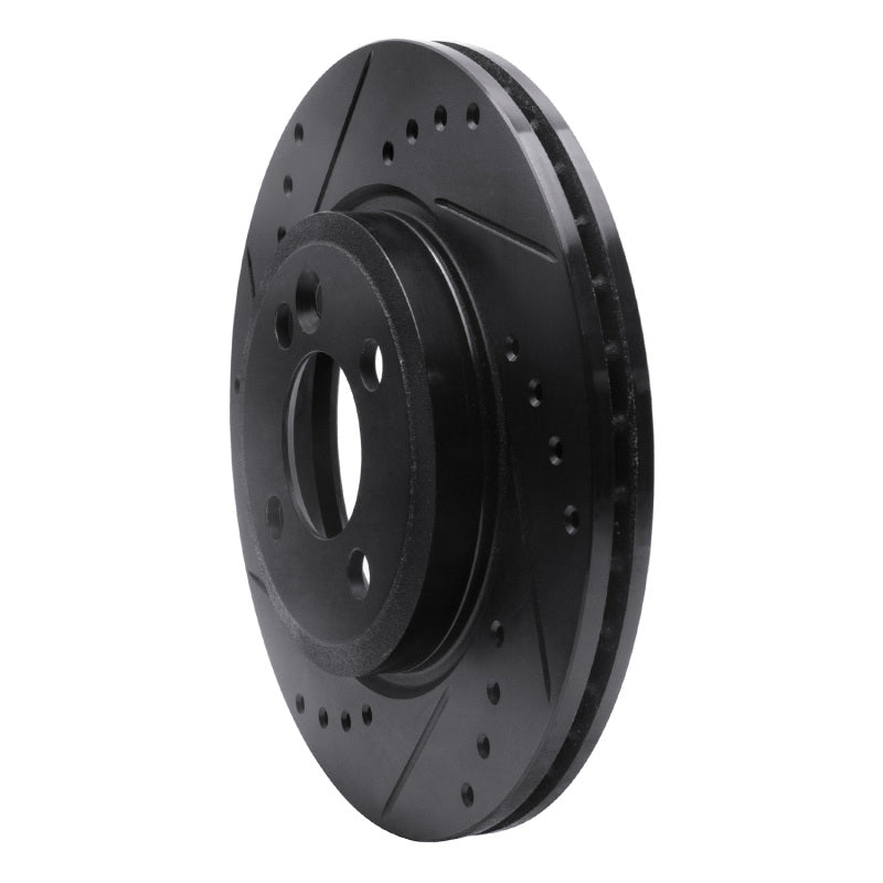 R1 02-08 Mini Cooper (Excl Clubman) Front Left Drilled & Slotted Black Brake Rotor