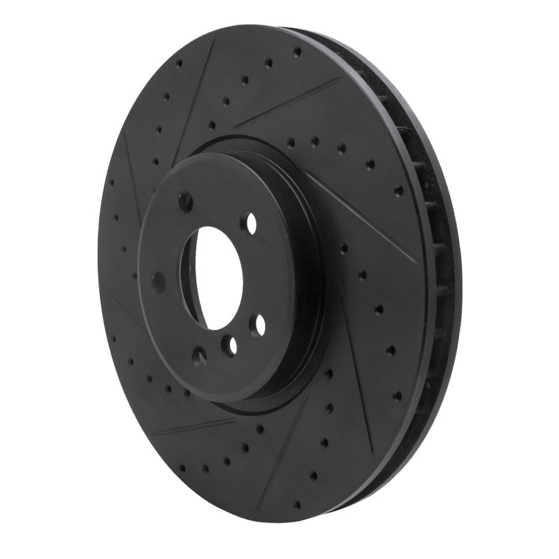 R1 08-19 BMW X5 Front Left Drilled & Slotted Black Brake Rotor