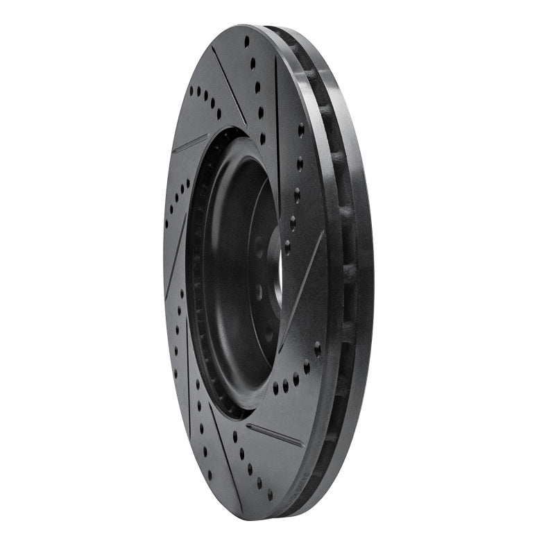 R1 07-16 Volvo S80 Front Left Drilled & Slotted Black Brake Rotor