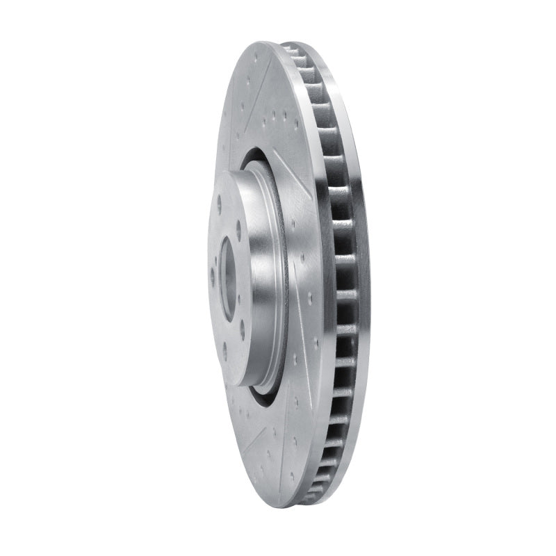 R1 07-11 Lexus GS350 Left Front Drilled & Slotted Silver Brake Rotor