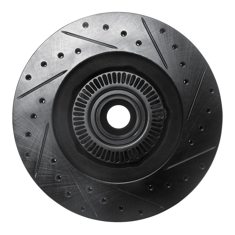 R1 95-11 Ford Explorer Front Left Drilled & Slotted Black Brake Rotor