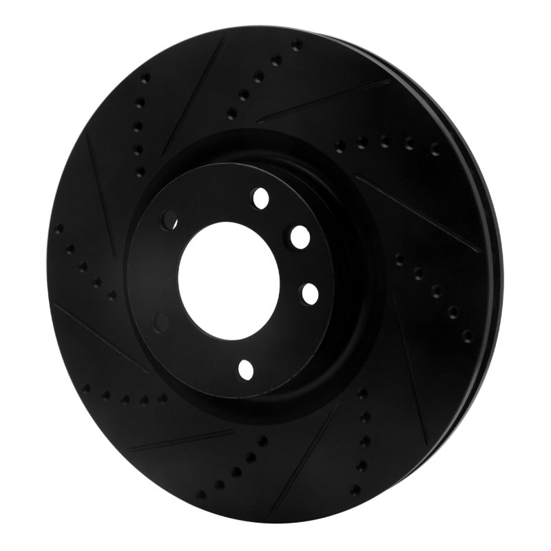 R1 08-09 Porsche Cayenne Front Left Drilled & Slotted Black Brake Rotor