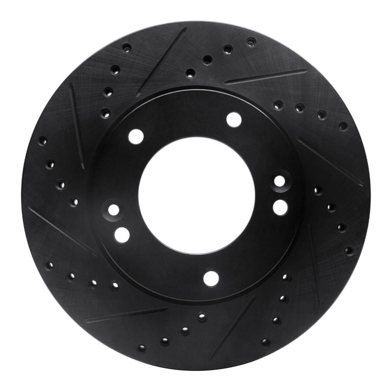 R1 2007-2009 Kia Sorento Front Left Drilled & Slotted Black Brake Rotor