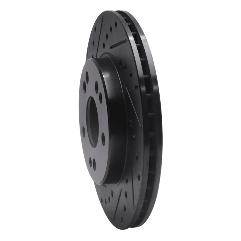 R1 84-95 Mercedes-Benz E300 Front Left Drilled & Slotted Black Brake Rotor