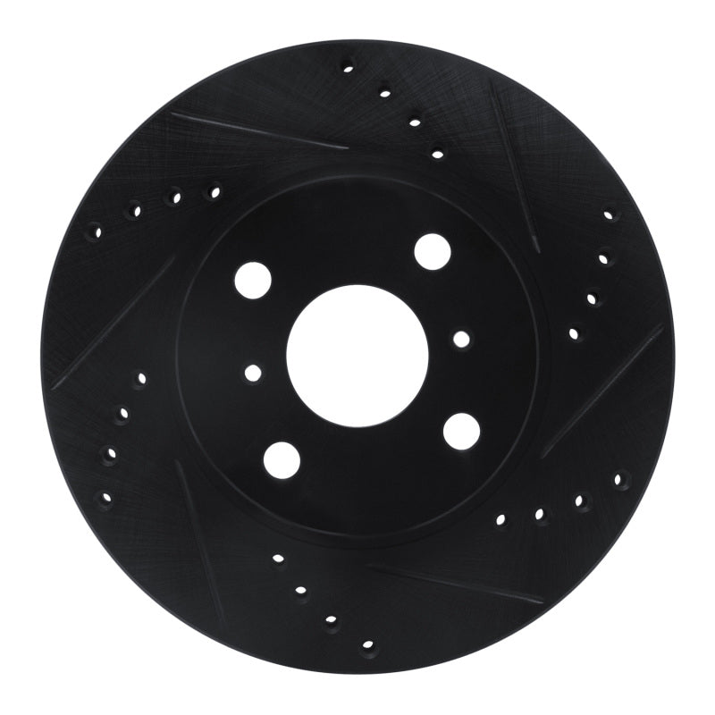 R1 06-19 Scion IQ Front Right Drilled & Slotted Black Brake Rotor