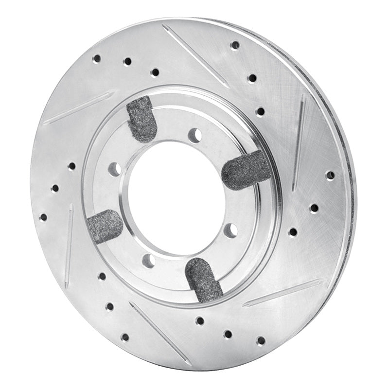 R1 84-90 Dodge COLT Front Right Drilled & Slotted Silver Brake Rotor