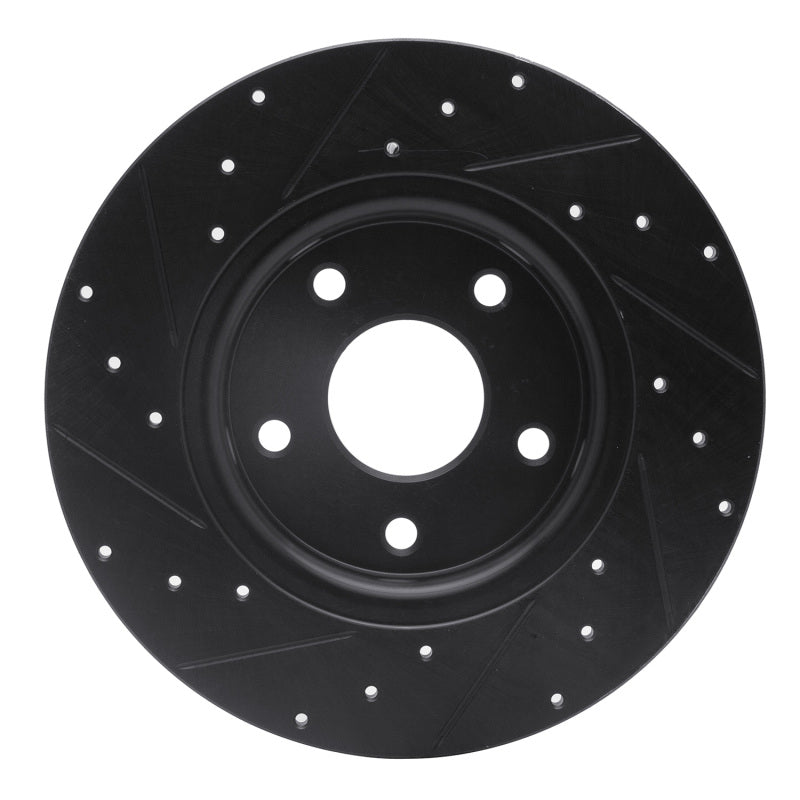 R1 12-20 Chrysler Town & Country Rear Right Drilled & Slotted Black Brake Rotor