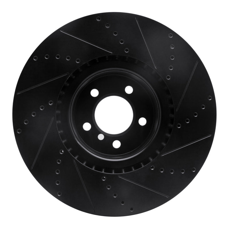 R1 10-12 Land Rover Range Rover Front Left Drilled & Slotted Black Brake Rotor
