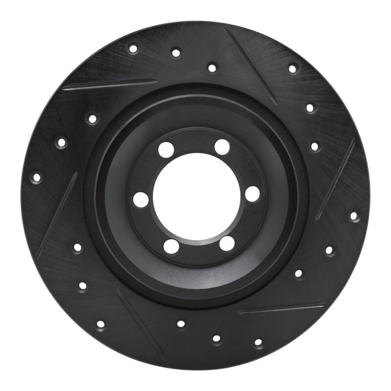 R1 81-89 Alfa Romeo GTV-6 Rear Right Drilled & Slotted Black Brake Rotor