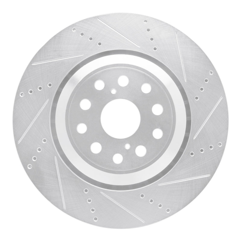 R1 07-23 Lexus LS600h Right Front Drilled & Slotted Silver Brake Rotor