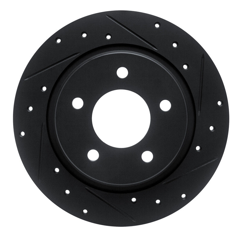 R1 04-13 Mazda 3 Rear Right Drilled & Slotted Black Brake Rotor