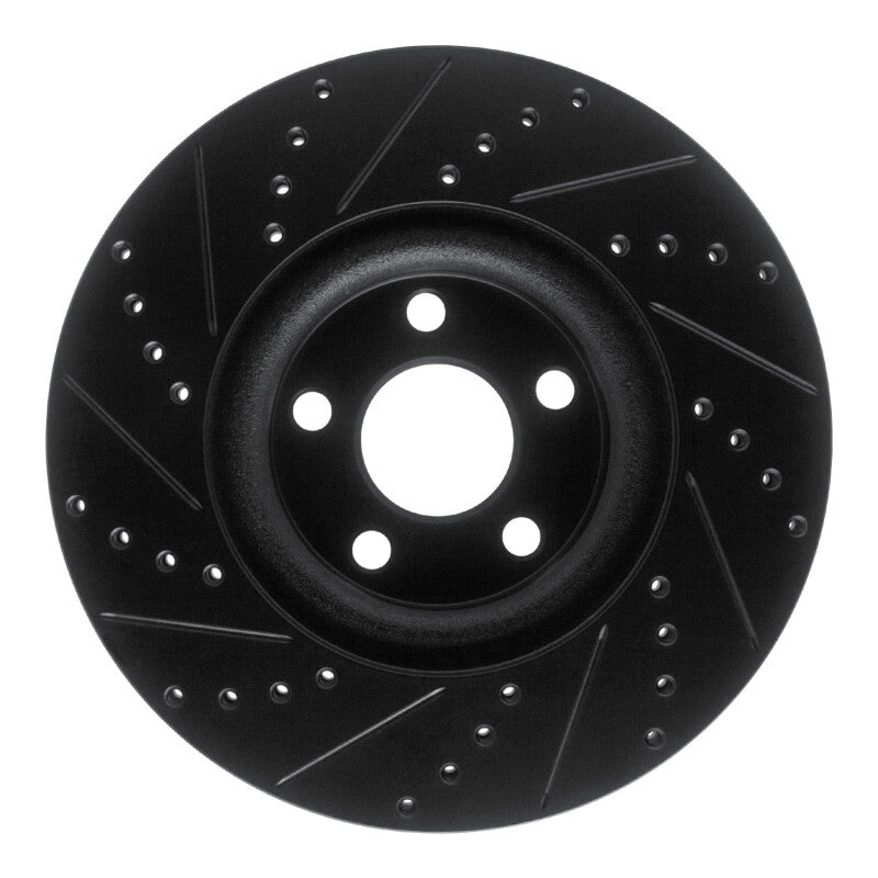 R1 17-20 Lincoln MKZ Front Right Drilled & Slotted Black Brake Rotor