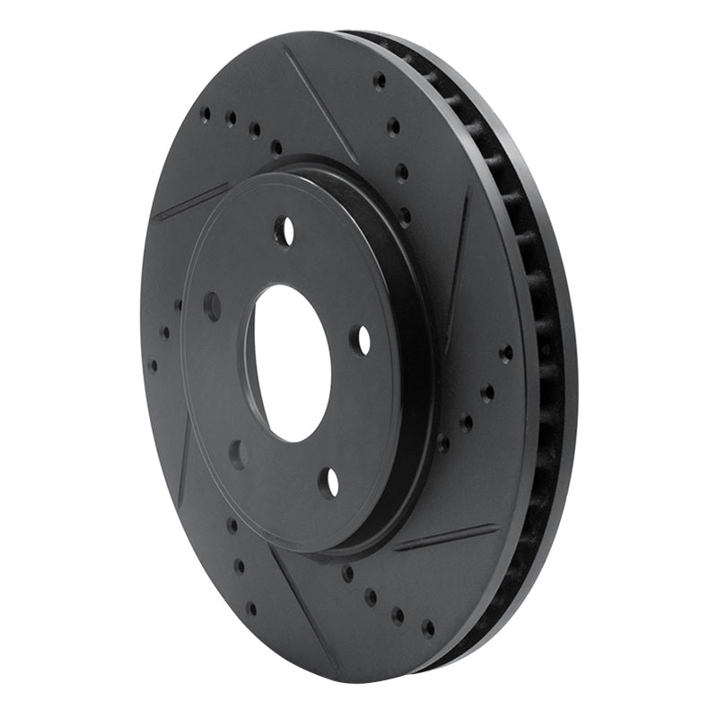 R1 11-25 Chevrolet City Express Front Right Drilled & Slotted Black Brake Rotor