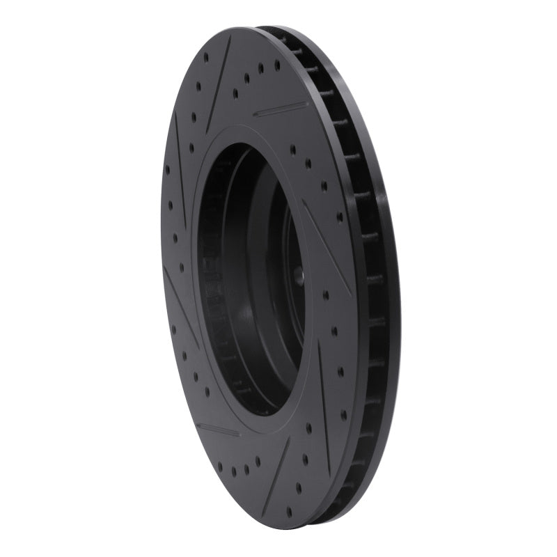 R1 07-15 BMW 335I Front Right Drilled & Slotted Black Brake Rotor