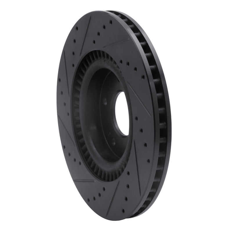 R1 11-25 Hyundai Tucson Front Right Drilled & Slotted Black Brake Rotor