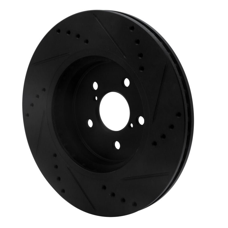 R1 17-23 Subaru Crosstrek Front Left Drilled & Slotted Black Brake Rotor