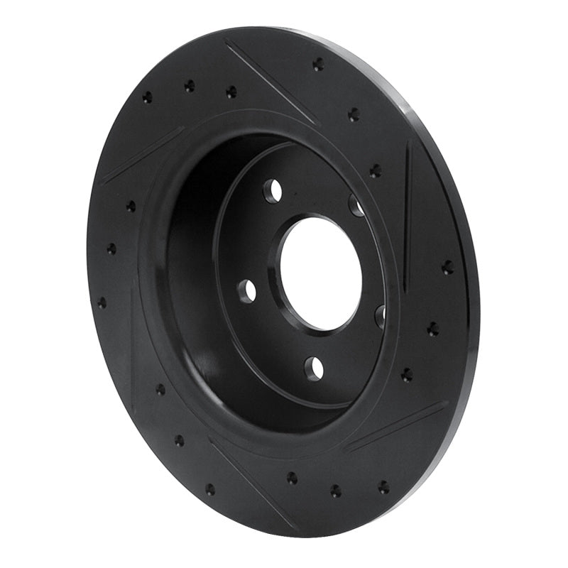 R1 07-14 Suzuki SX4 CrossOVER Rear Left Drilled & Slotted Black Brake Rotor