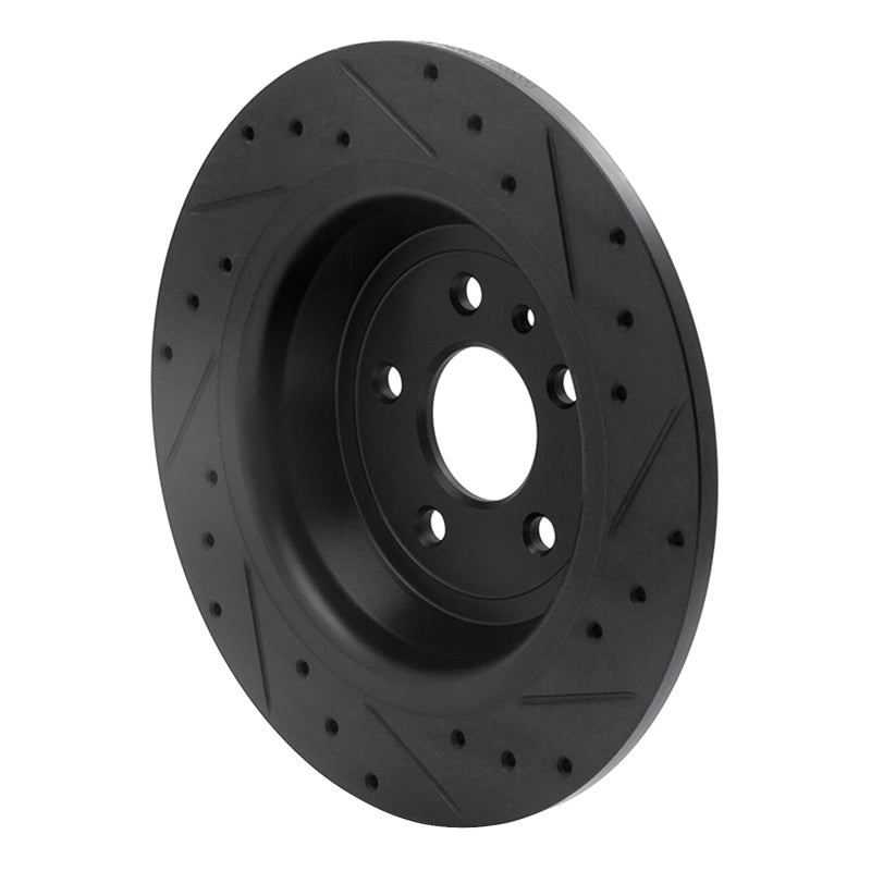 R1 13-20 Ford Escape Rear Left Drilled & Slotted Black Brake Rotor