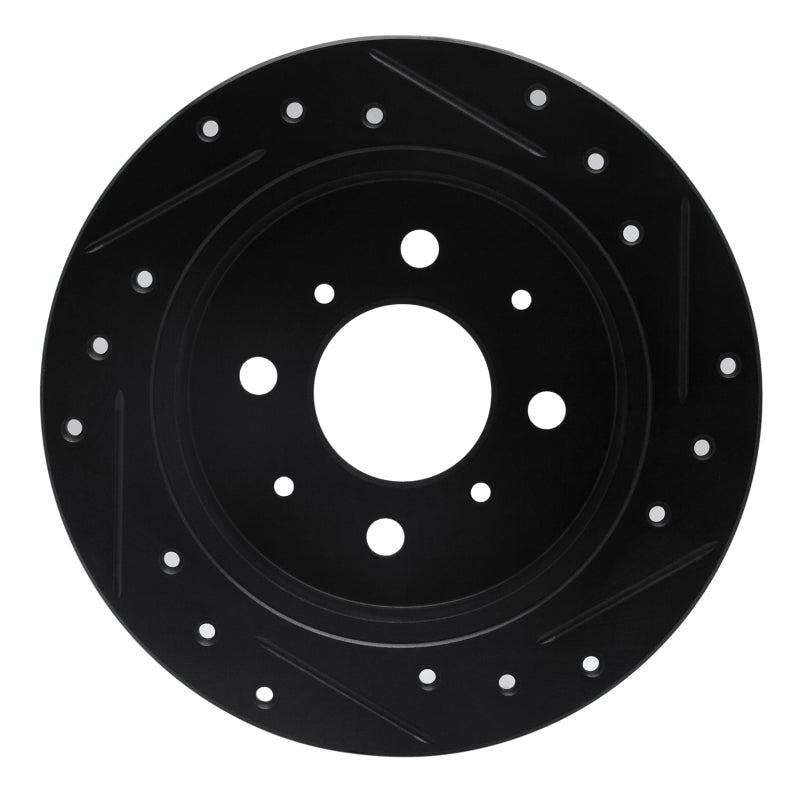 R1 88-01 Acura Integra Rear Left Drilled & Slotted Black Brake Rotor