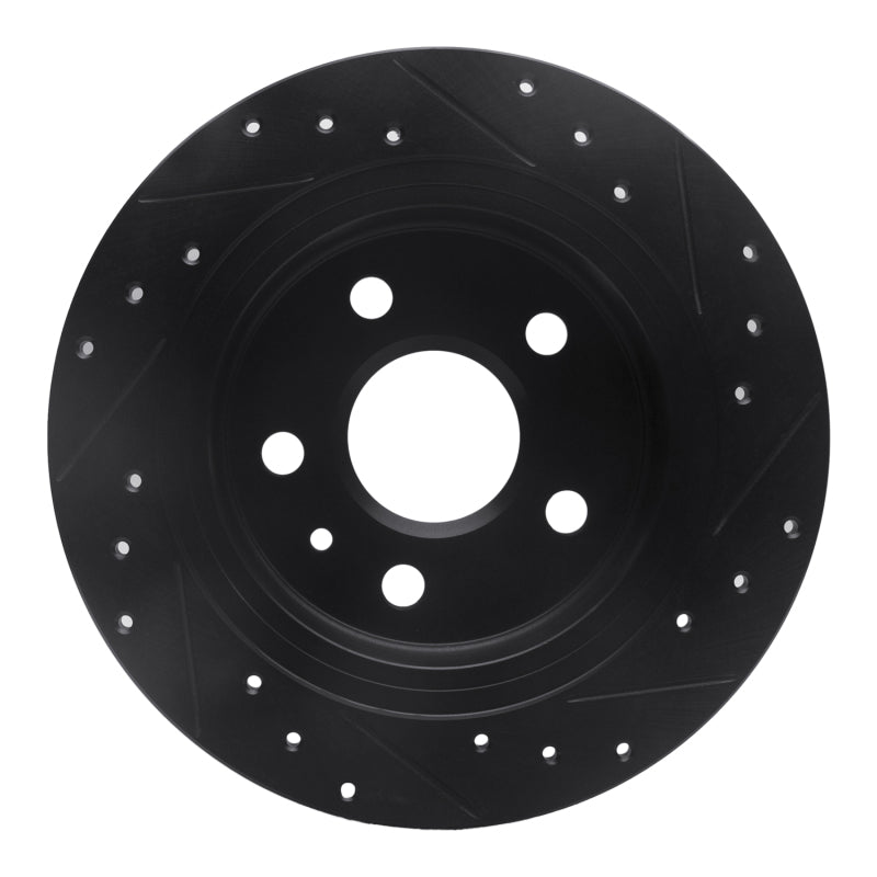 R1 11-16 Buick Regal Rear Left Drilled & Slotted Black Brake Rotor