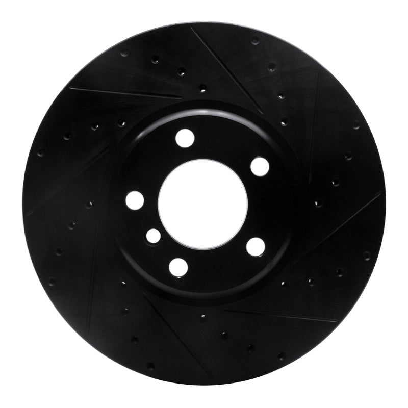 R1 12-21 BMW 440I Gran Coupe Front Right Drilled & Slotted Black Brake Rotor