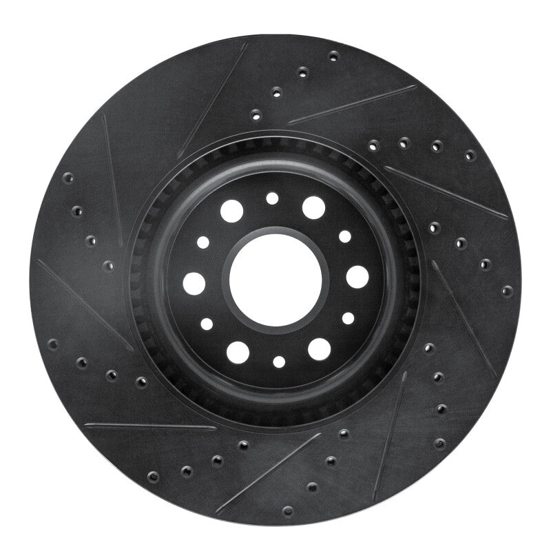 R1 2017-2025 Buick Enclave Front Right Drilled & Slotted Black Brake Rotor