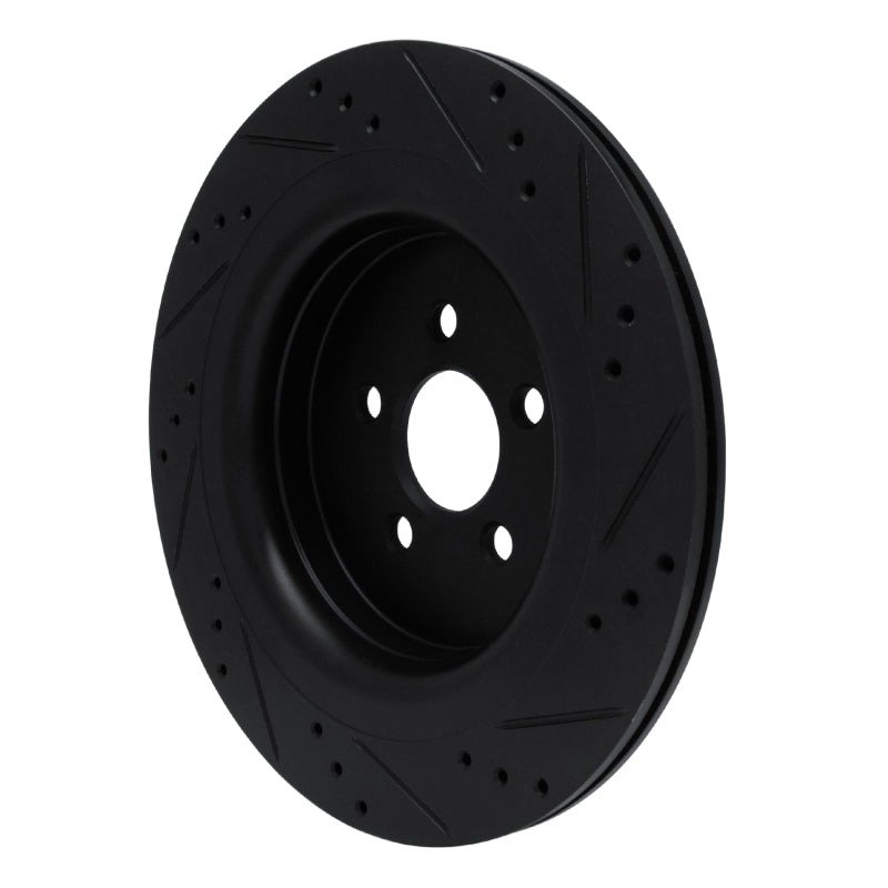R1 19-24 Ford Edge Rear Left Drilled & Slotted Black Brake Rotor
