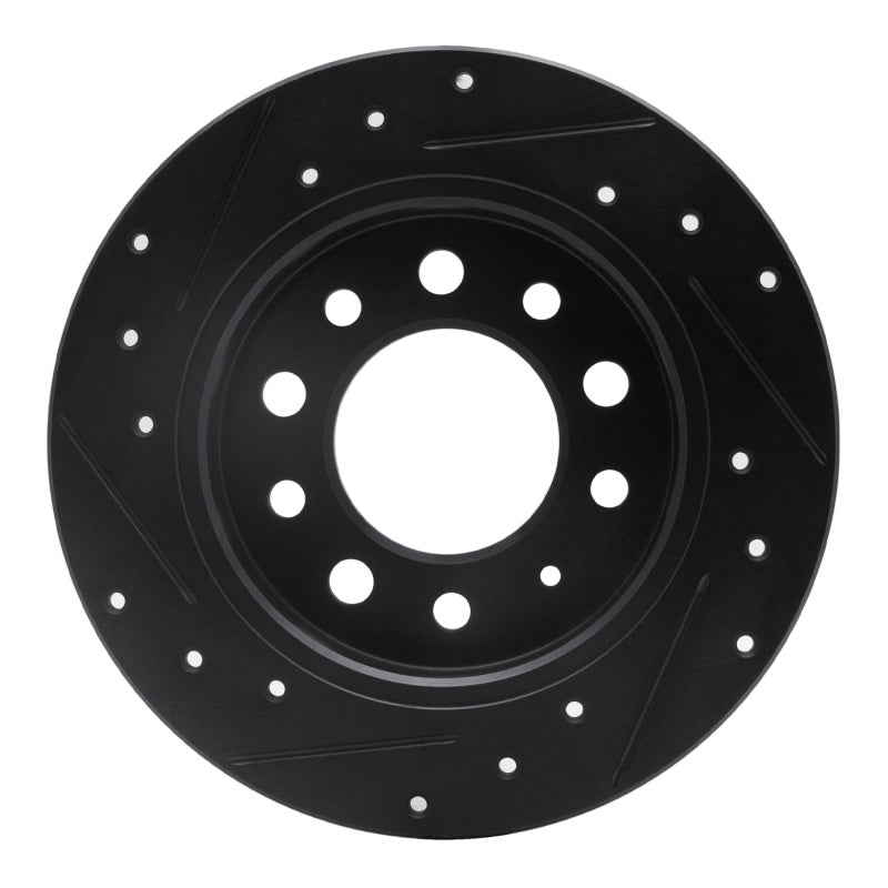 R1 03-08 Hyundai Tiburon Rear Right Drilled & Slotted Black Brake Rotor