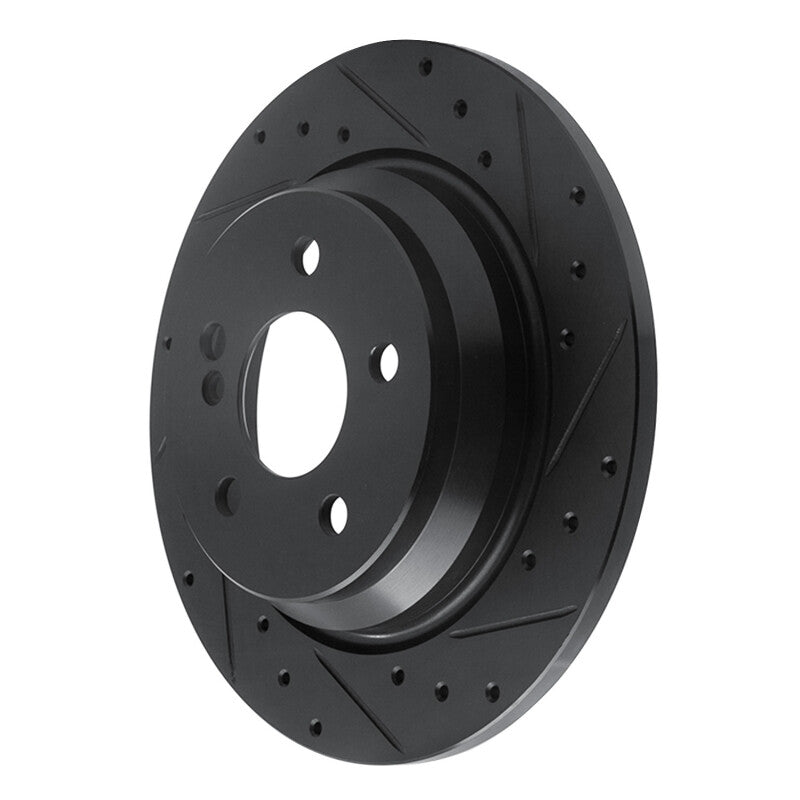 R1 07-13 Mercedes-Benz S550 Rear Right Drilled & Slotted Black Brake Rotor