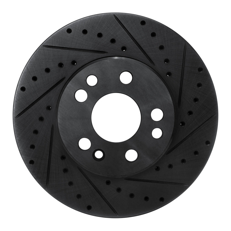 R1 91-99 Mercedes-Benz S350 Front Right Drilled & Slotted Black Brake Rotor