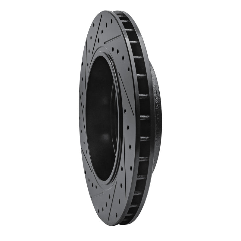 R1 06-10 Jeep Grand Cherokee Rear Right Drilled & Slotted Black Brake Rotor