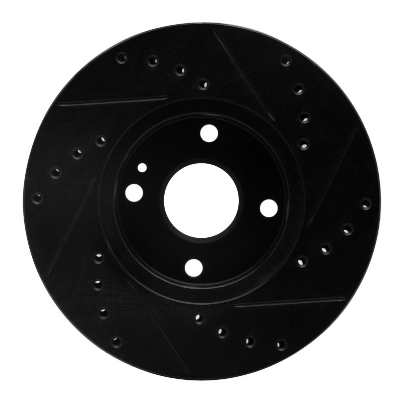 R1 94-02 Mazda Miata Front Left Drilled & Slotted Black Brake Rotor