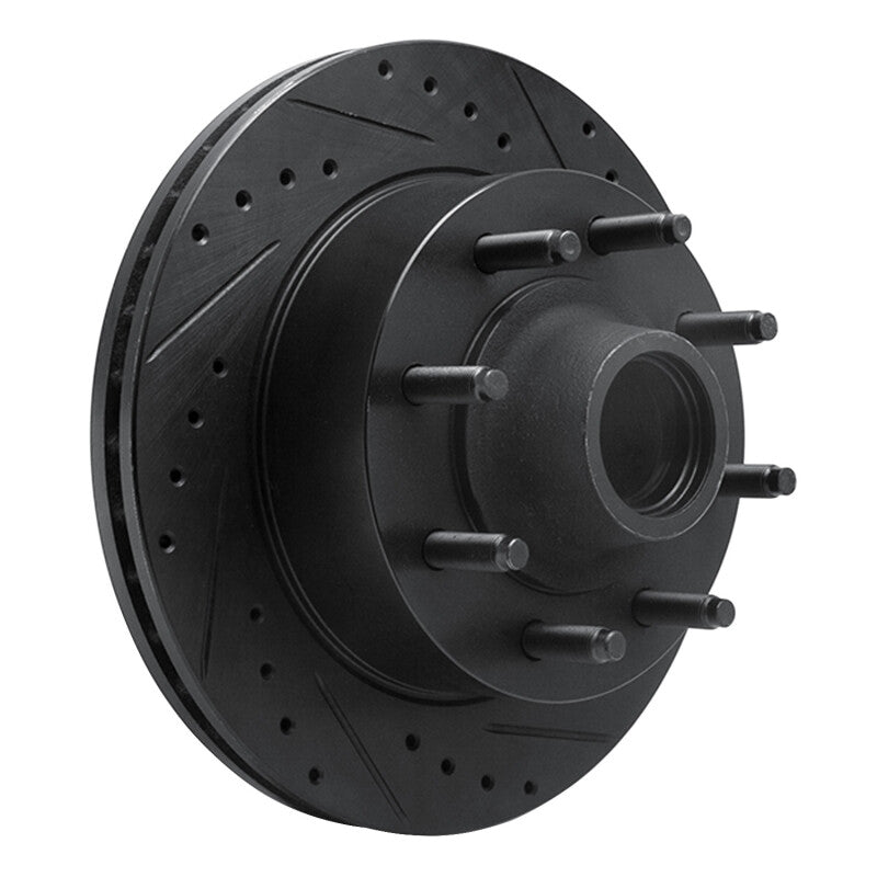 R1 95-04 Ford E-350 Econoline Front Right Drilled & Slotted Black Brake Rotor
