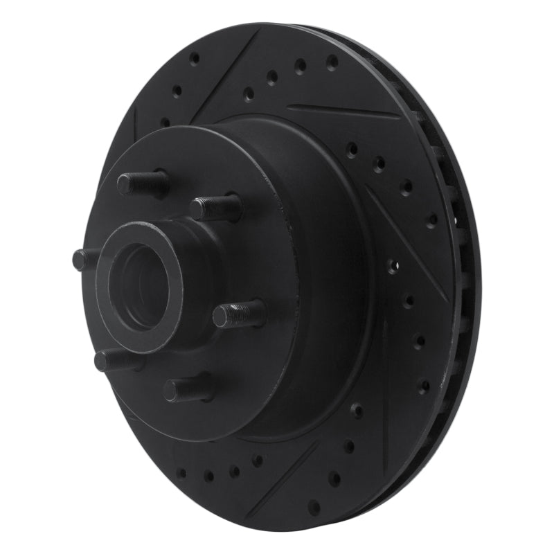R1 91-96 Dodge Dakota RWD Front Left Drilled & Slotted Black Brake Rotor