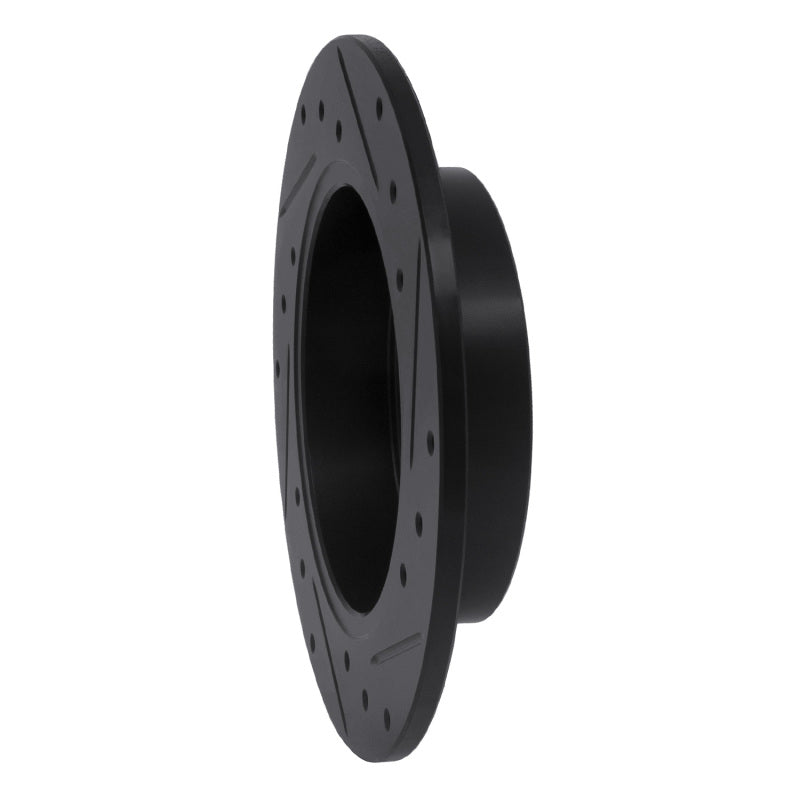 R1 89-93 Nissan Maxima Rear Left Drilled & Slotted Black Brake Rotor
