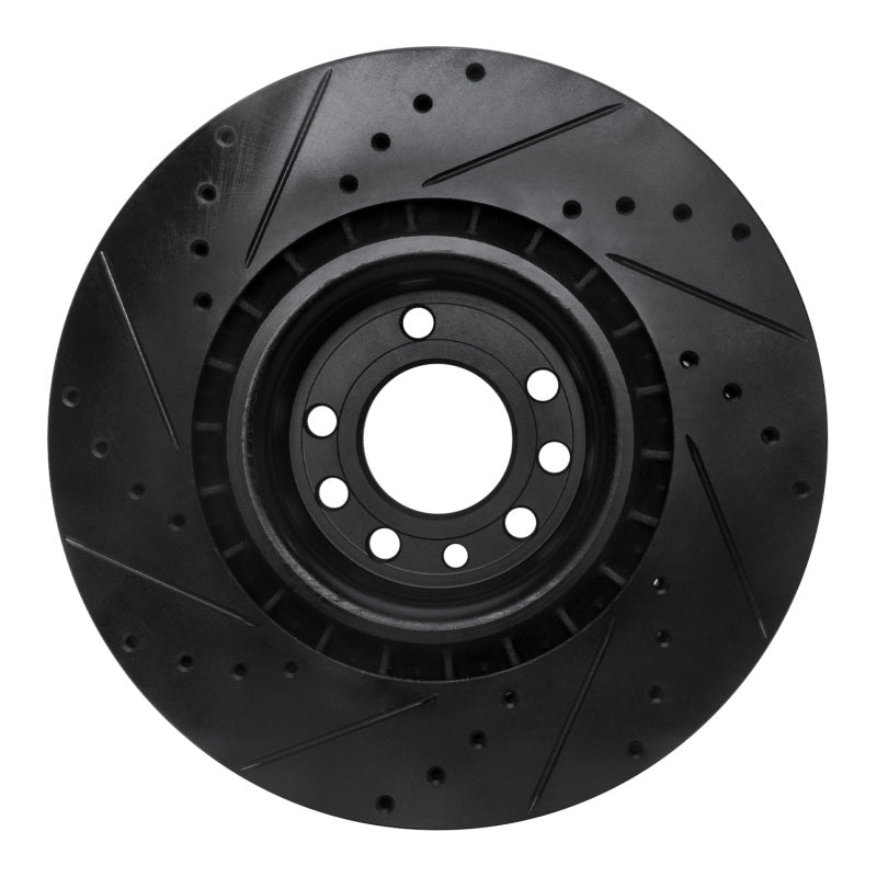 R1 08-11 Saab 9-3 Front Right Drilled & Slotted Black Brake Rotor