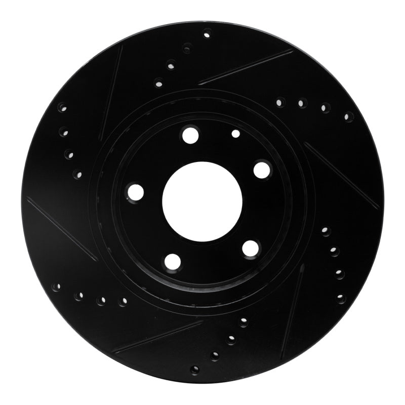 R1 14-24 Mazda 3 Front Right Drilled & Slotted Black Brake Rotor