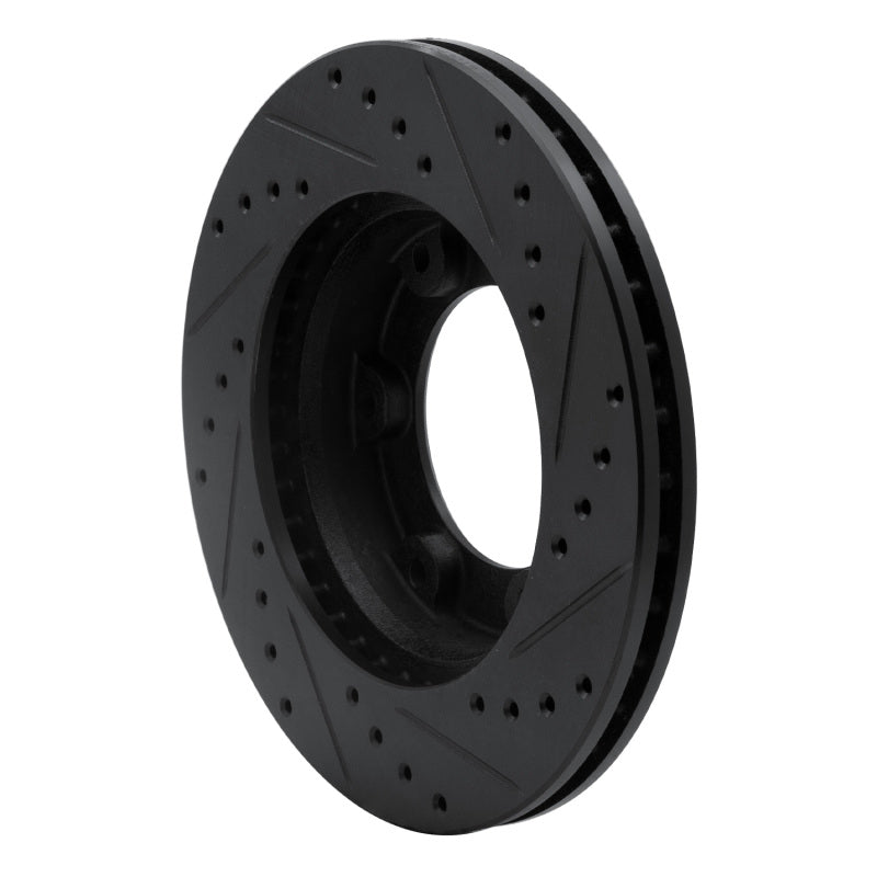 R1 90-92 Toyota Land Cruiser Front Left Drilled & Slotted Black Brake Rotor