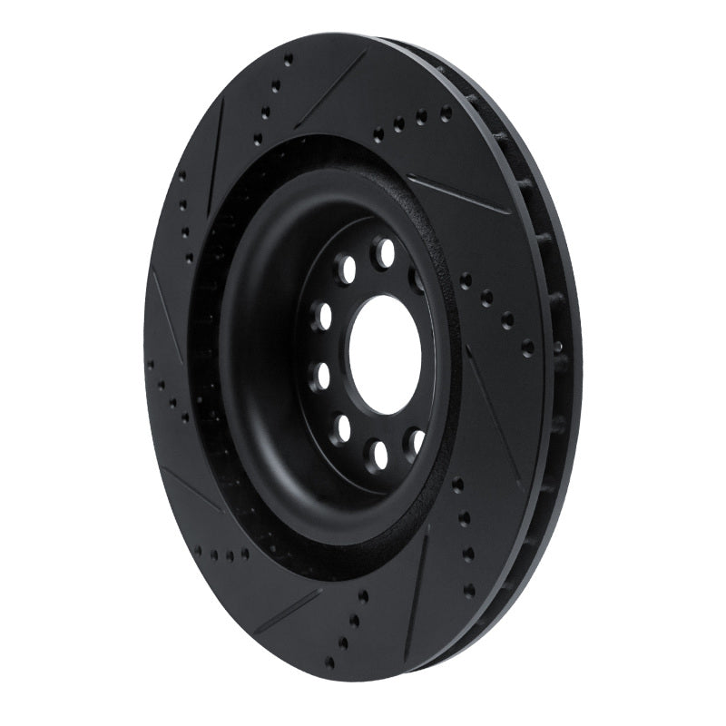 R1 12-21 Tesla Model S Rear Right Drilled & Slotted Black Brake Rotor