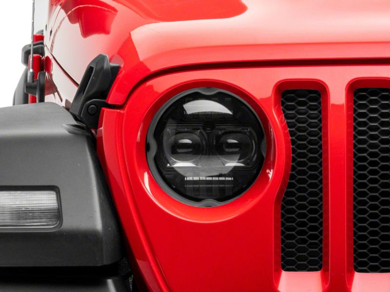 Raxiom 18-23 Jeep Wrangler JL Axial Series 9-In Angel Eye LED Headlights- Black Housing (Clear Lens)