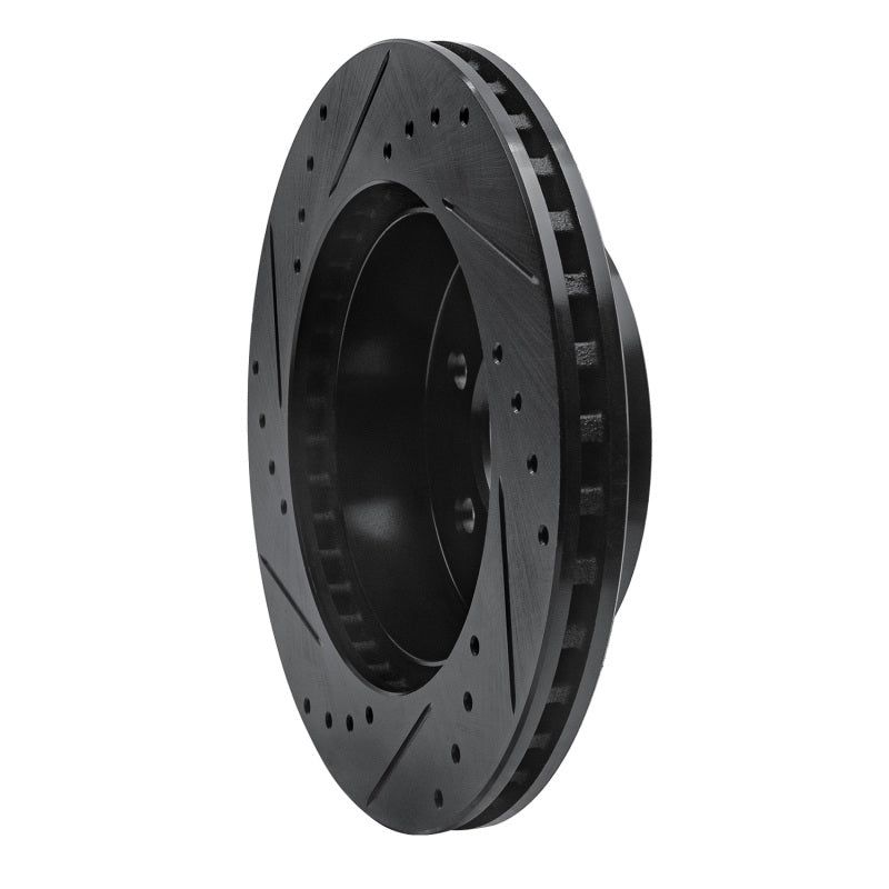 R1 97-02 Dodge Dakota 4WD Front Right Drilled & Slotted Black Brake Rotor