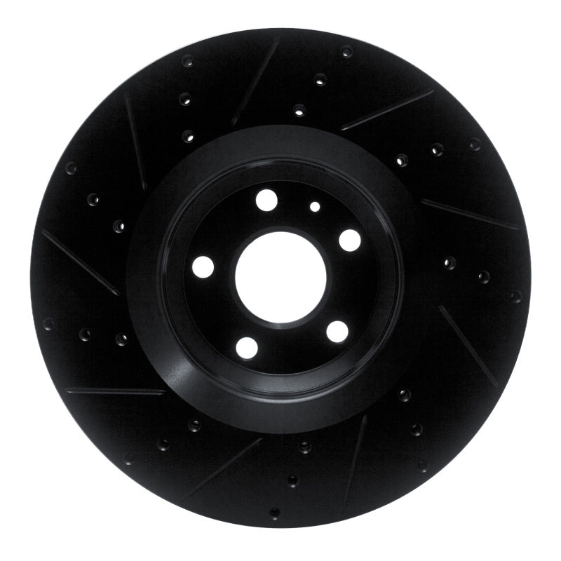 R1 12-15 Audi TTS Quattro Front Right Drilled & Slotted Black Brake Rotor