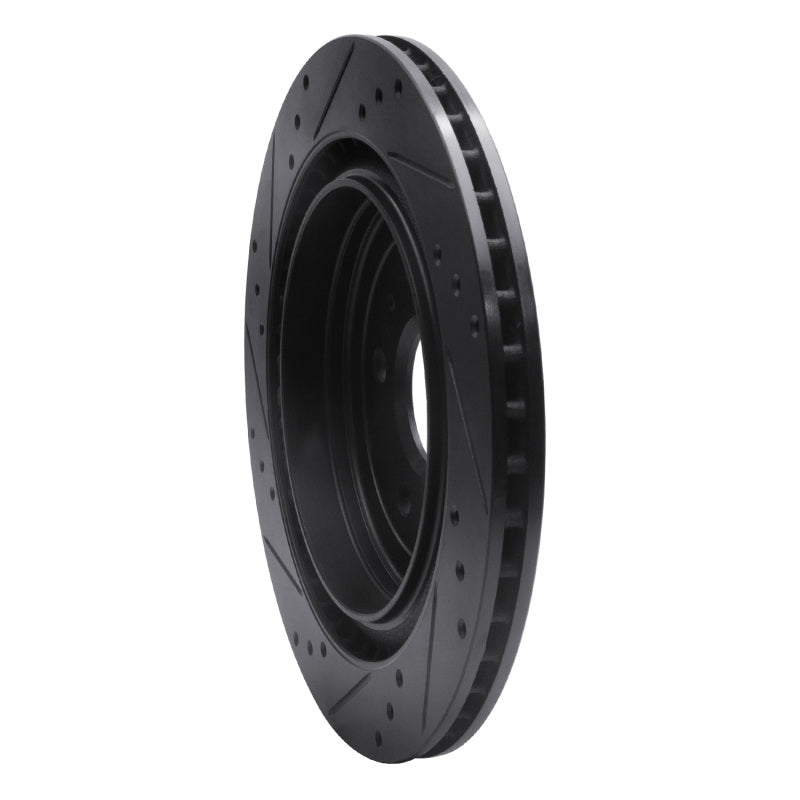 R1 08-14 Cadillac CTS Rear Right Drilled & Slotted Black Brake Rotor