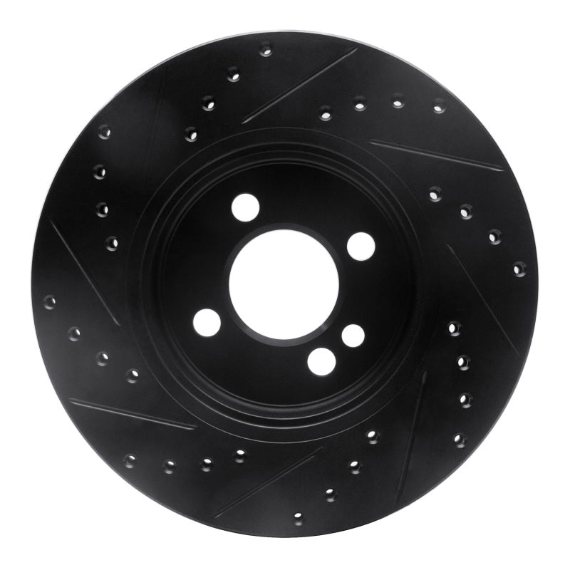 R1 07-15 Mini Cooper (Excl Clubman) Front Right Drilled & Slotted Black Brake Rotor