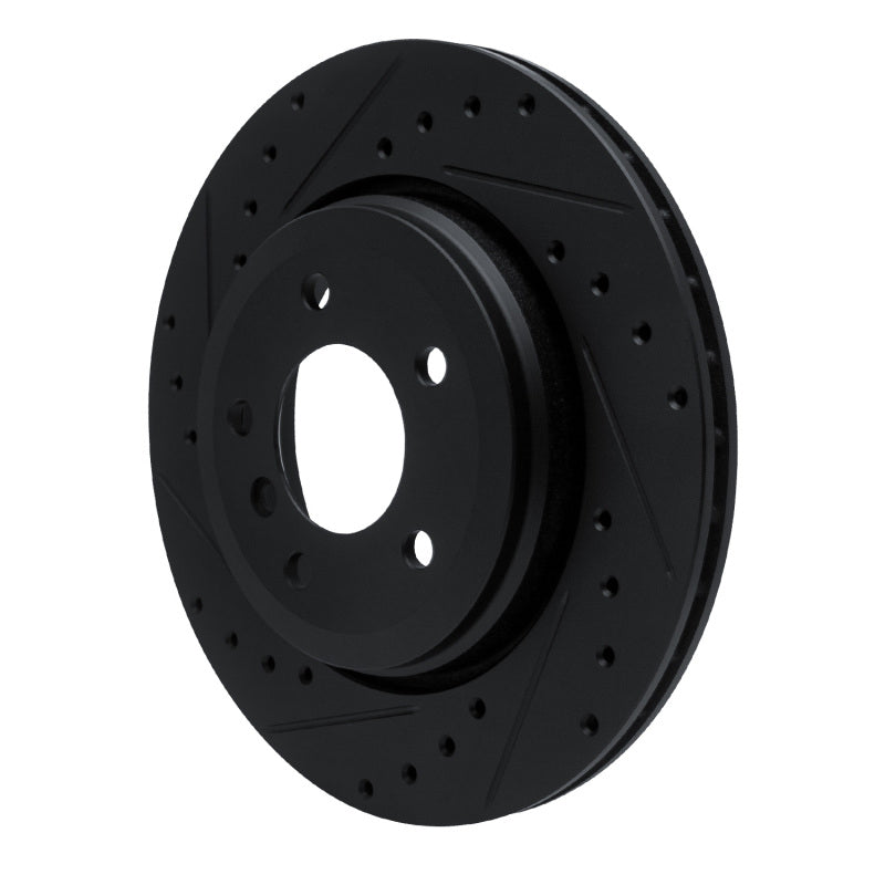 R1 01-06 BMW 330CI Rear Left Drilled & Slotted Black Brake Rotor