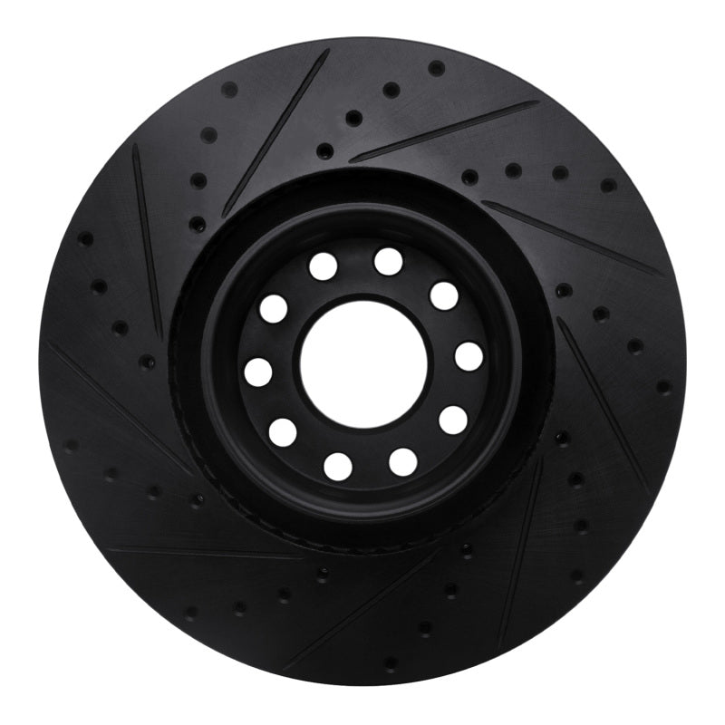 R1 99-04 Audi S6 Front Right Drilled & Slotted Black Brake Rotor